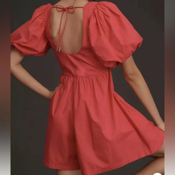NWT Puff-Sleeve Romper By Anthropologie sz 14 - Picture 2 of 3